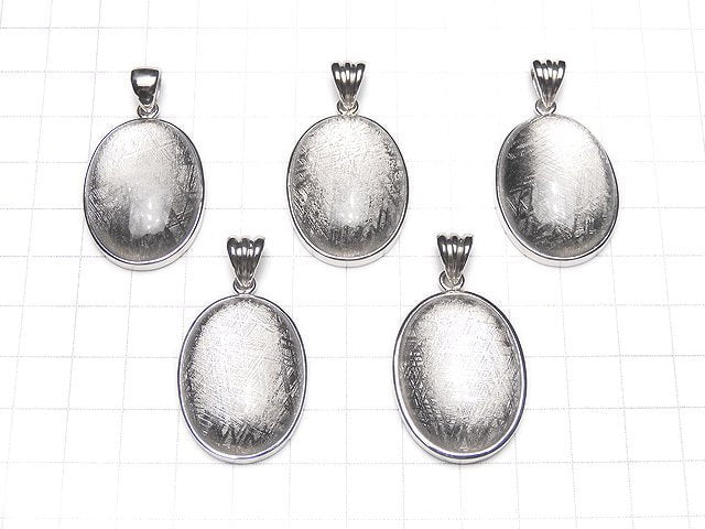Meteoriten (Muonionalusta) Ovaler Anhänger 32x23x7mm Silber925