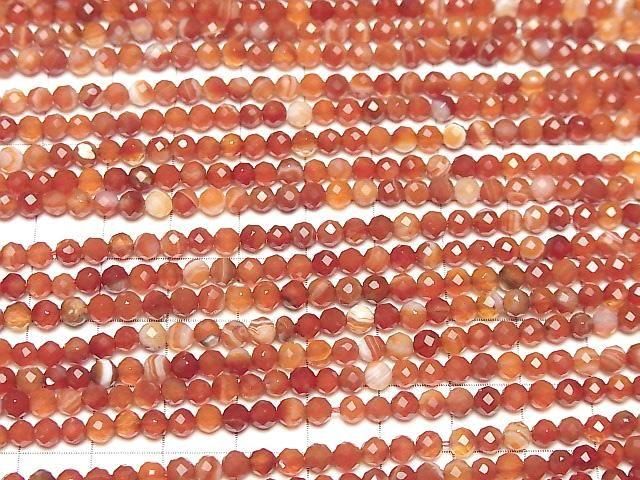紅玉髓,縞瑪瑙 AA++ 32刻面圓珠 4毫米 1串(約15英吋/37公分)高品質!