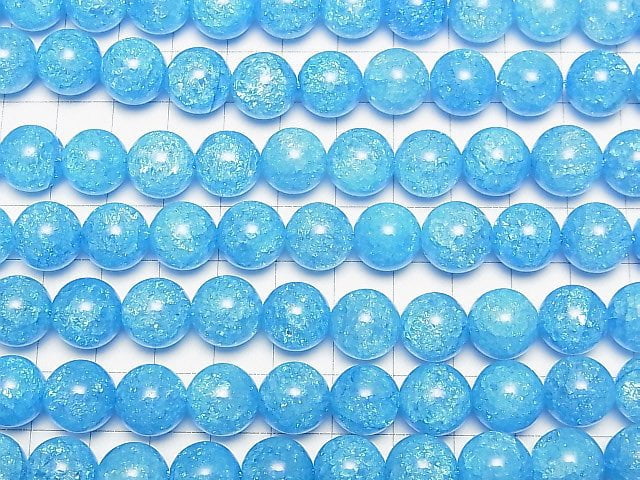 Blaue Farbe 2 Rissige Kristall Rund 12mm halbe oder 1Strang Perlen (ca. 15 Zoll / 38 cm)
