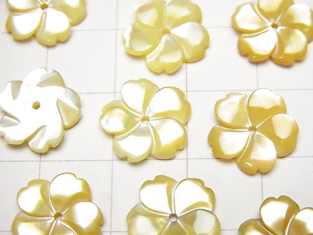 Hochwertige gelbe Muschel AAA Blume 12mm Mittelbohrung 3Stk