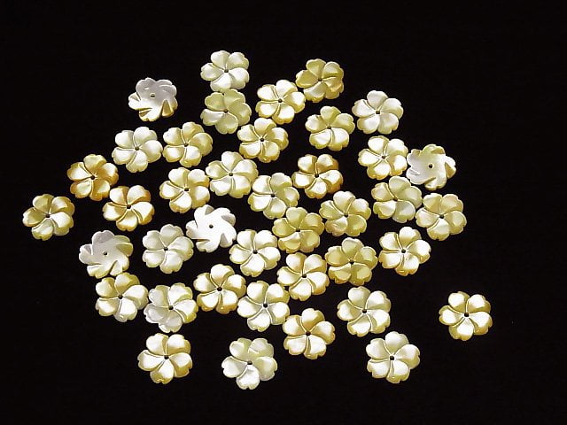 Hochwertige gelbe Muschel AAA Blume 12mm Mittelbohrung 3Stk