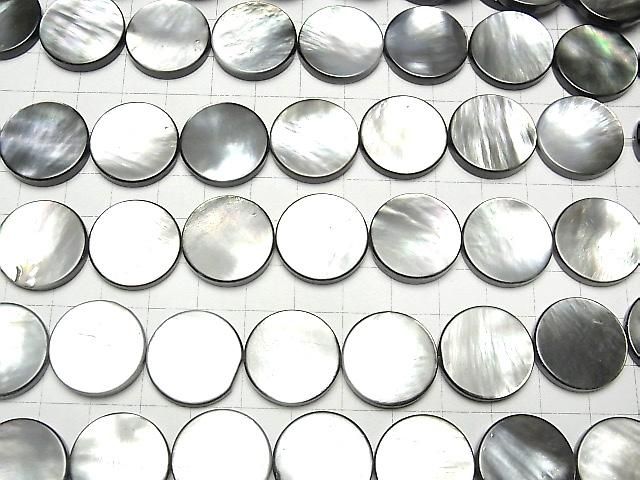 Black Shell (Black-lip Oyster) AAA- Coin 20x20mm half or 1-strand beads (approx. 14 inches/34 cm)