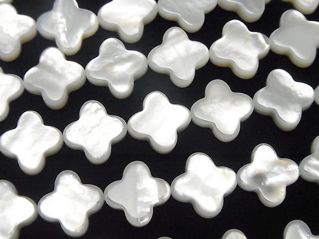 Coquille blanche de haute qualité (huître perlière) motif floral AAA 10x10mm 1/4 ou 1 fil de perles (environ 15 pouces/36 cm)