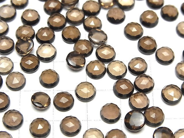 Hochwertiger rauchiger Quarz AAA runde Rosenschliff 6x6mm 5 Stück