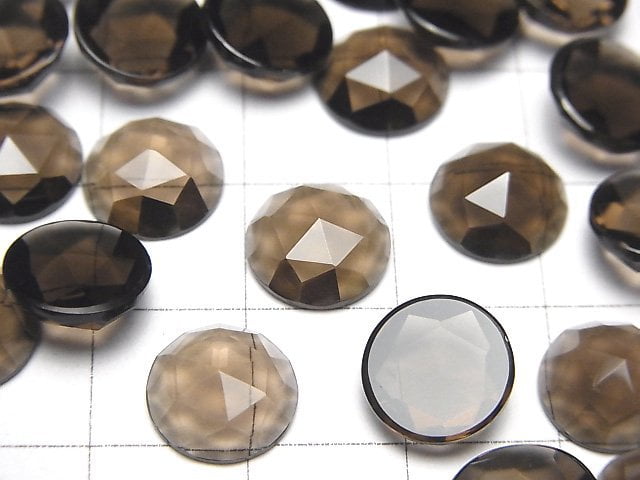 Hochwertiger rauchiger Quarz AAA Rosenschliff rund 10x10x4mm 3 Stück