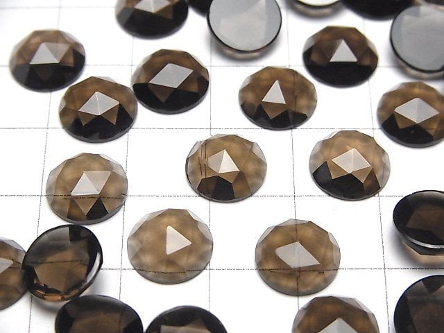 Hochwertiger rauchiger Quarz AAA Rosenschliff rund 10x10x4mm 3 Stück