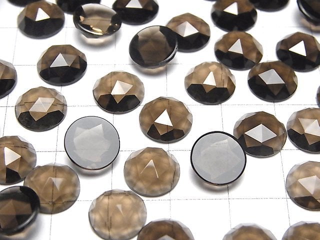 Hochwertiger rauchiger Quarz AAA Rosenschliff rund 10x10x4mm 3 Stück