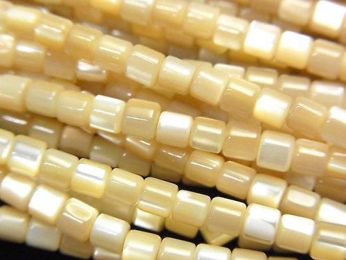 珍珠母貝米色管珠 3.5x3.5x3.5公釐 1串 (約15英吋/38公分)