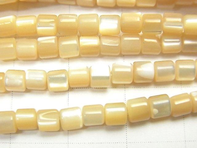 珍珠母貝米色管珠 3.5x3.5x3.5公釐 1串 (約15英吋/38公分)