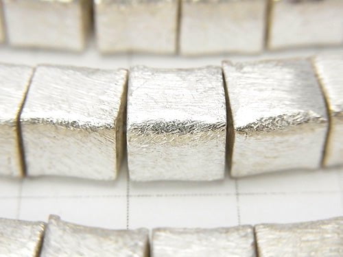 Copper Cube 8x8x8mm Silver half or 1strand beads (aprx.7inch / 18cm)