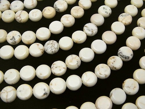 Magnesite Coin 8x8x3mm 1strand beads (aprx.15inch/38cm)