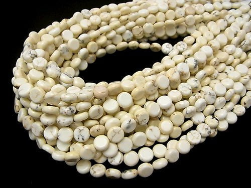 Magnesite Coin 8x8x3mm 1strand beads (aprx.15inch/38cm)