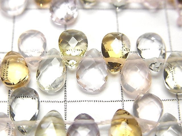 Hochwertiger Mischstein AAA Facettierte Birnenform 7x5x3mm 1 Strang Perlen (ca. 2 Zoll / 4 cm)
