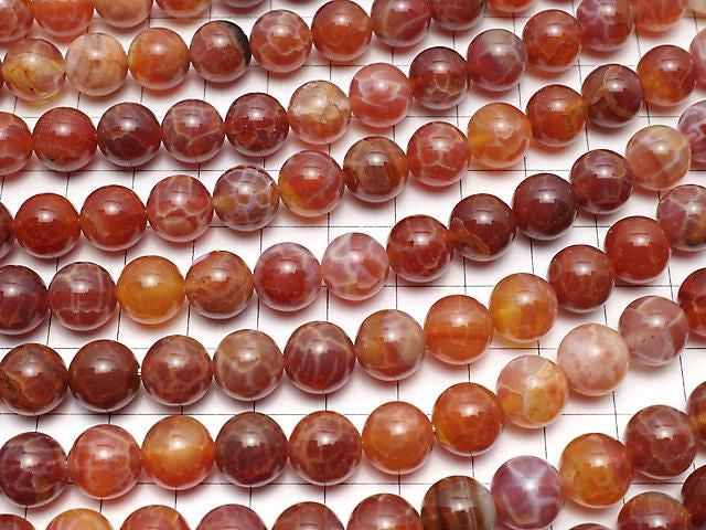 火瑪瑙 圓形 10mm 半串或1串珠子 (約15英吋/36公分)