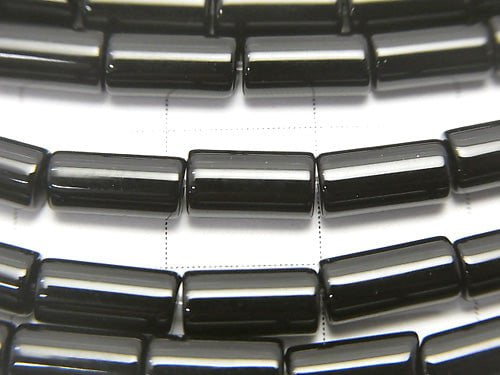 Onyx Rohr 8x4x4mm 1Strang Perlen (ca. 14 Zoll / 35 cm)