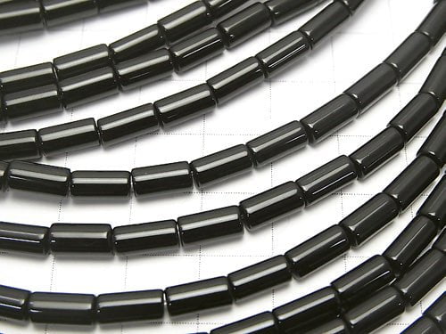 Onyx Rohr 8x4x4mm 1Strang Perlen (ca. 14 Zoll / 35 cm)