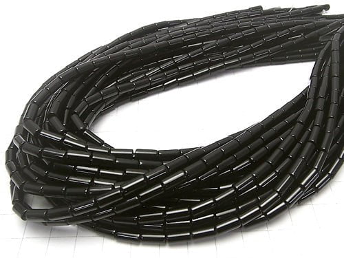 Onyx Rohr 8x4x4mm 1Strang Perlen (ca. 14 Zoll / 35 cm)