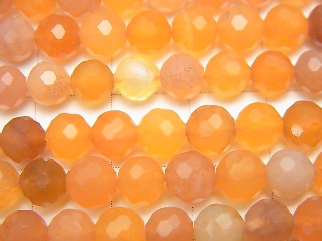Hochwertig! Orangefarbener Chalcedon 128 Facettierte Rund 6 mm halb oder 1Strang Perlen (ca. 15 Zoll / 37 cm)