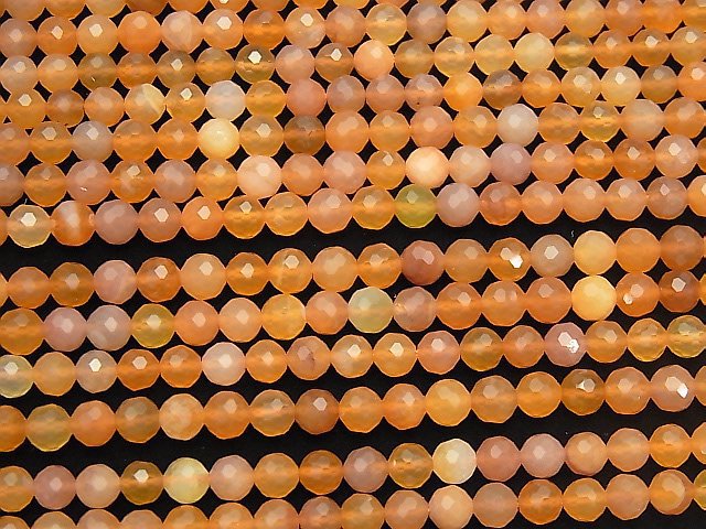 Hochwertig! Orangefarbener Chalcedon 128 Facettierte Rund 6 mm halb oder 1Strang Perlen (ca. 15 Zoll / 37 cm)