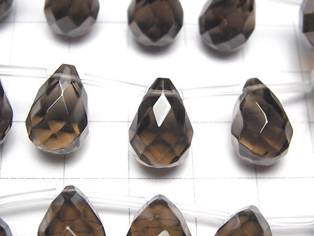 Rauchquarz AAA Tropfen facettierte Briolette 14x10x10mm 1/4 oder 1 Strang Perlen (ca. 15 Zoll / 38 cm)
