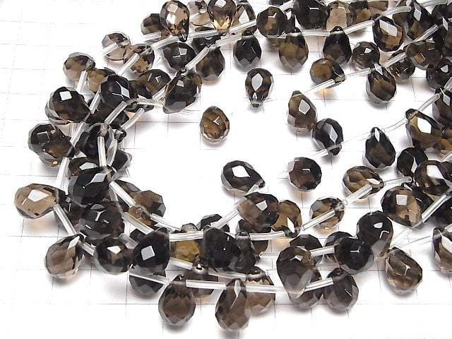 Rauchquarz AAA Tropfen facettierte Briolette 14x10x10mm 1/4 oder 1 Strang Perlen (ca. 15 Zoll / 38 cm)