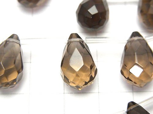 Smoky Quartz Drop Faceted Briolette 16x10x10mm 1/4 or 1strand beads (aprx.15inch/38cm)