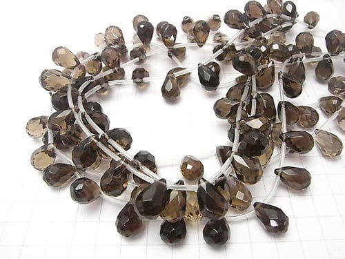Smoky Quartz Drop Faceted Briolette 16x10x10mm 1/4 or 1strand beads (aprx.15inch/38cm)