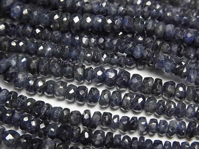 Hochwertiger blauer Saphir AAA facettierte Knopf Rondelle halbe oder 1 Strang Perlen (ca. 15 Zoll / 38 cm)