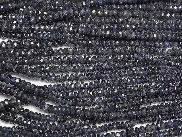 Hochwertiger blauer Saphir AAA facettierte Knopf Rondelle halbe oder 1 Strang Perlen (ca. 15 Zoll / 38 cm)