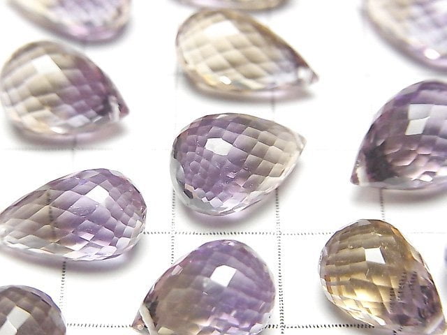 MicroCut Top-Qualität Ametrin AAAAA Tropfen facettierte Briolette 3 Stück