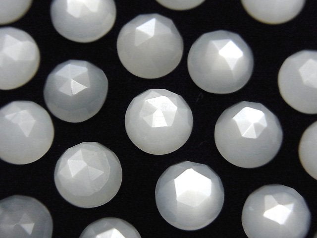 高品質白色月光石 AAA 圓形玫瑰切工 8x8x4mm 3顆