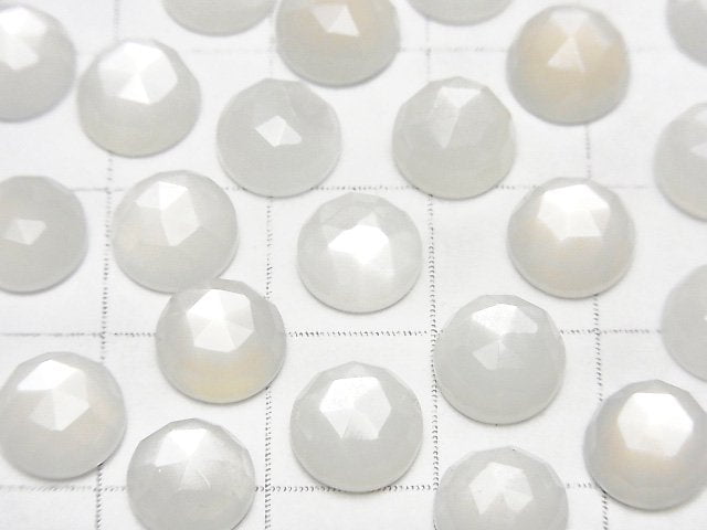 高品質白色月光石 AAA 圓形玫瑰切工 8x8x4mm 3顆