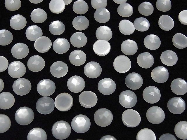 高品質白色月光石 AAA 圓形玫瑰切工 8x8x4mm 3顆