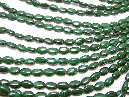 Malachit AAA oval 8x6x3mm halb oder 1 Strang Perlen (ca. 15 Zoll / 36 cm)