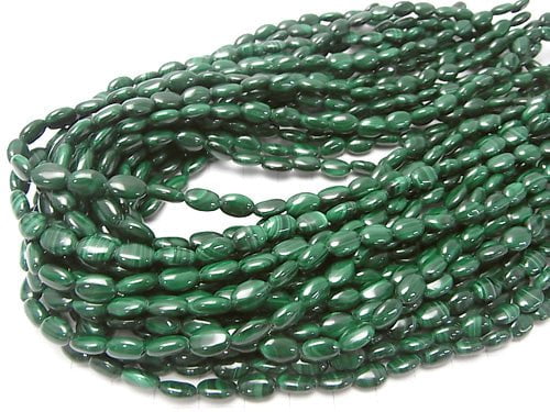 Malachit AAA oval 8x6x3mm halb oder 1 Strang Perlen (ca. 15 Zoll / 36 cm)