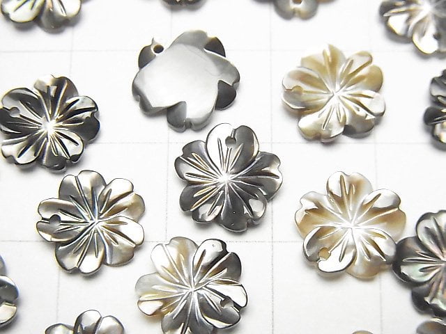 Hochwertige schwarze Muschel (Schwarzlippen-Auster) AAA Blume 10 mm 4 Stück