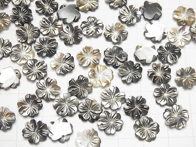 Hochwertige schwarze Muschel (Schwarzlippen-Auster) AAA Blume 10 mm 4 Stück
