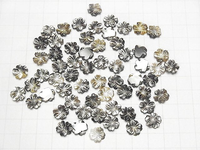 Hochwertige schwarze Muschel (Schwarzlippen-Auster) AAA Blume 10 mm 4 Stück