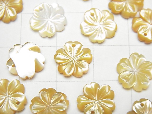 Hochwertige gelbe Muschel AAA Blume 10 mm 4 Stück