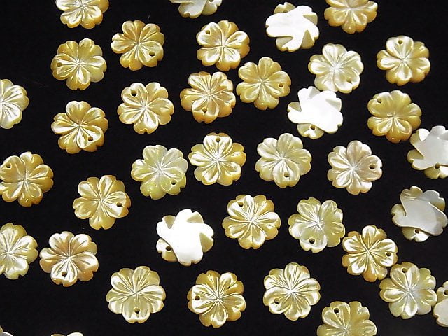 Hochwertige gelbe Muschel AAA Blume 10 mm 4 Stück
