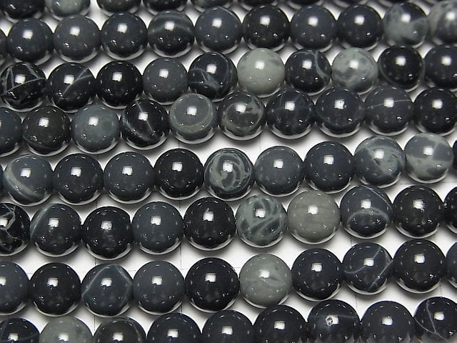 Spinnenweb-Obsidian rund 6 mm 1 Strang Perlen (ca. 15 Zoll / 38 cm)