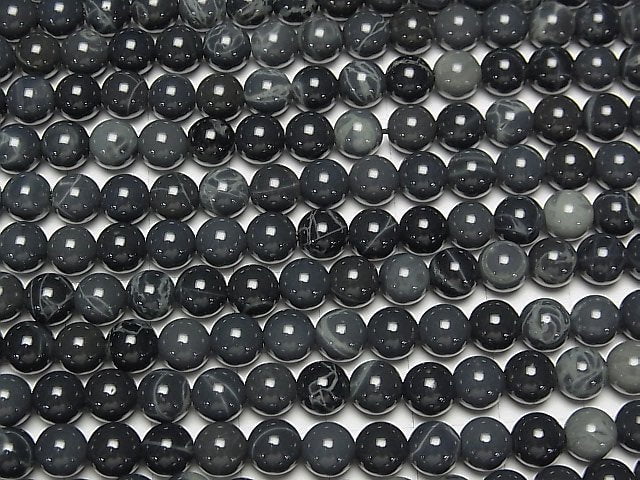 Spinnenweb-Obsidian rund 6 mm 1 Strang Perlen (ca. 15 Zoll / 38 cm)