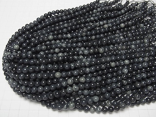 Spinnenweb-Obsidian rund 6 mm 1 Strang Perlen (ca. 15 Zoll / 38 cm)