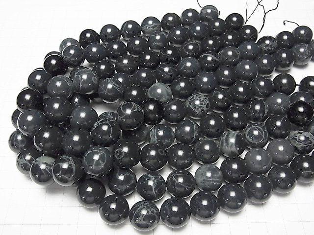 Spider Web Obsidian Round 16mm half or 1strand beads (aprx.15inch/36cm)