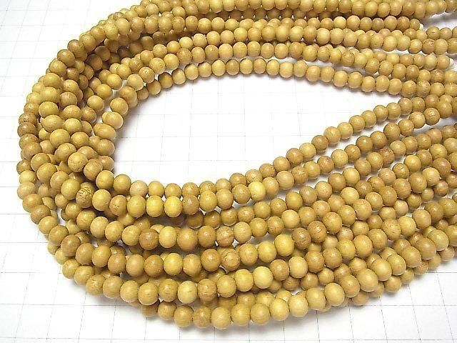 Yellow Semi-Round 6mm 1-Strand Wood Beads (approx. 15 inches/38 cm)