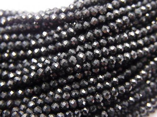 Hohe Qualität! 2Stück für 6,79 $! Hohe Qualität Schwarzer Spinell AAA++ Facettierte Knopf Rondelle, 2x2x1mm, 1-strang Perlen (ca. 15 Zoll / 37 cm)