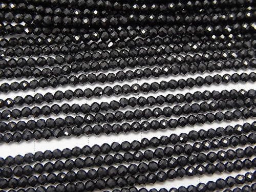 Hohe Qualität! 2Stück für 6,79 $! Hohe Qualität Schwarzer Spinell AAA++ Facettierte Knopf Rondelle, 2x2x1mm, 1-strang Perlen (ca. 15 Zoll / 37 cm)