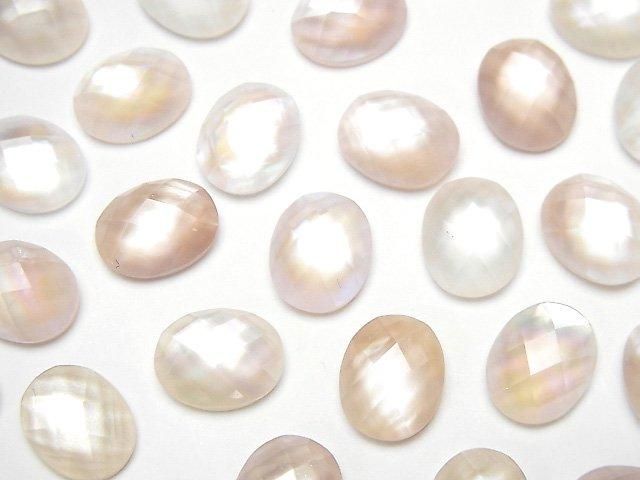 Rosa Muschel x Kristall AAA- oval facettierter Cabochon 10x8mm 3 Stück