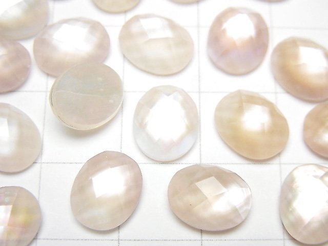 Rosa Muschel x Kristall AAA- oval facettierter Cabochon 10x8mm 3 Stück