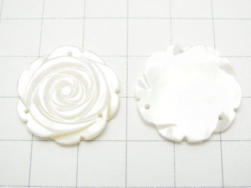 3Stk 8,79 $! Weiße Muschel (Silberlippen-Auster) AAA Rose 22mm Drei Löcher 3Stk